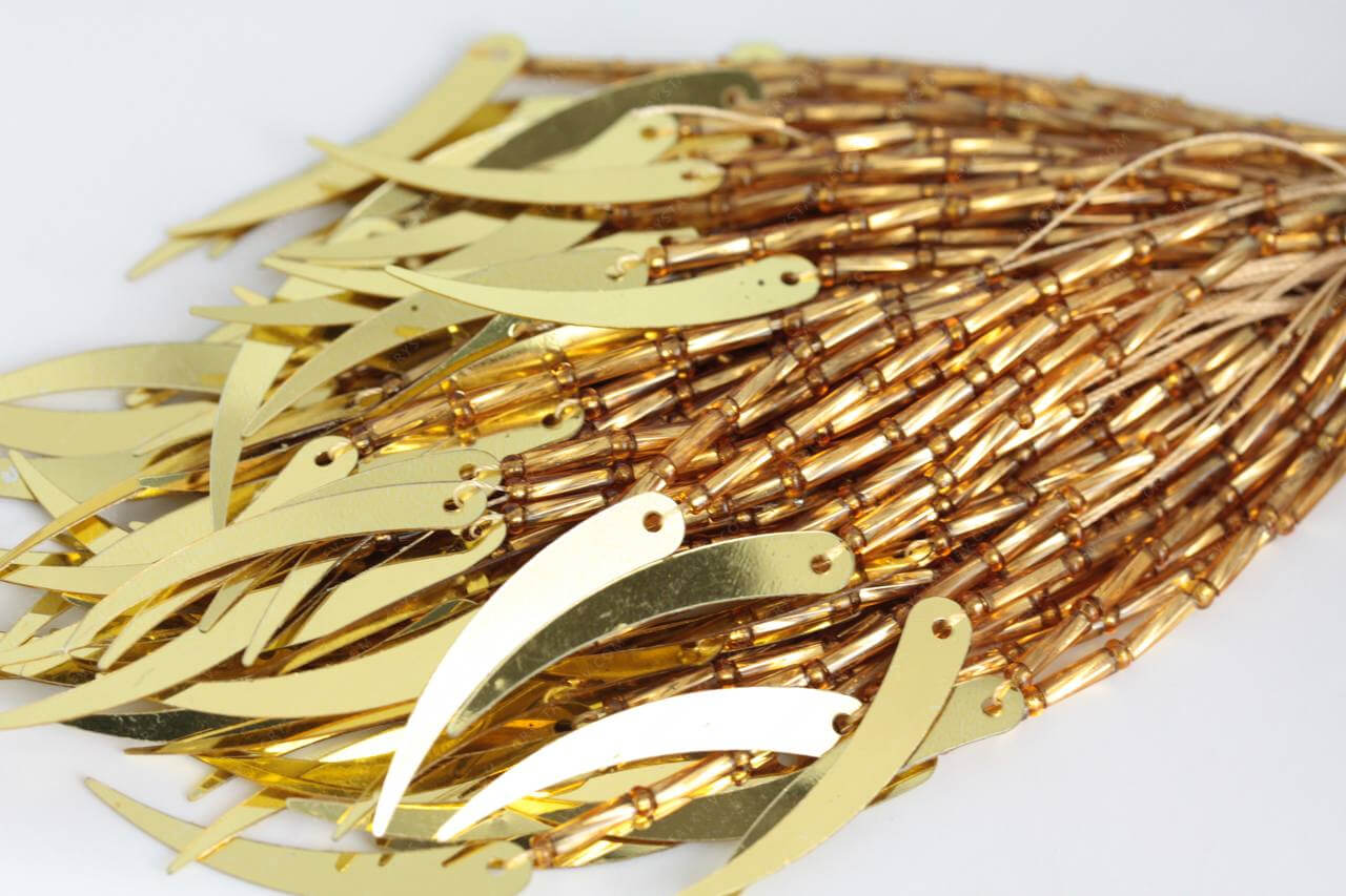 Пучки стекляруса Gold + паєтка Gold перець 5х32мм
